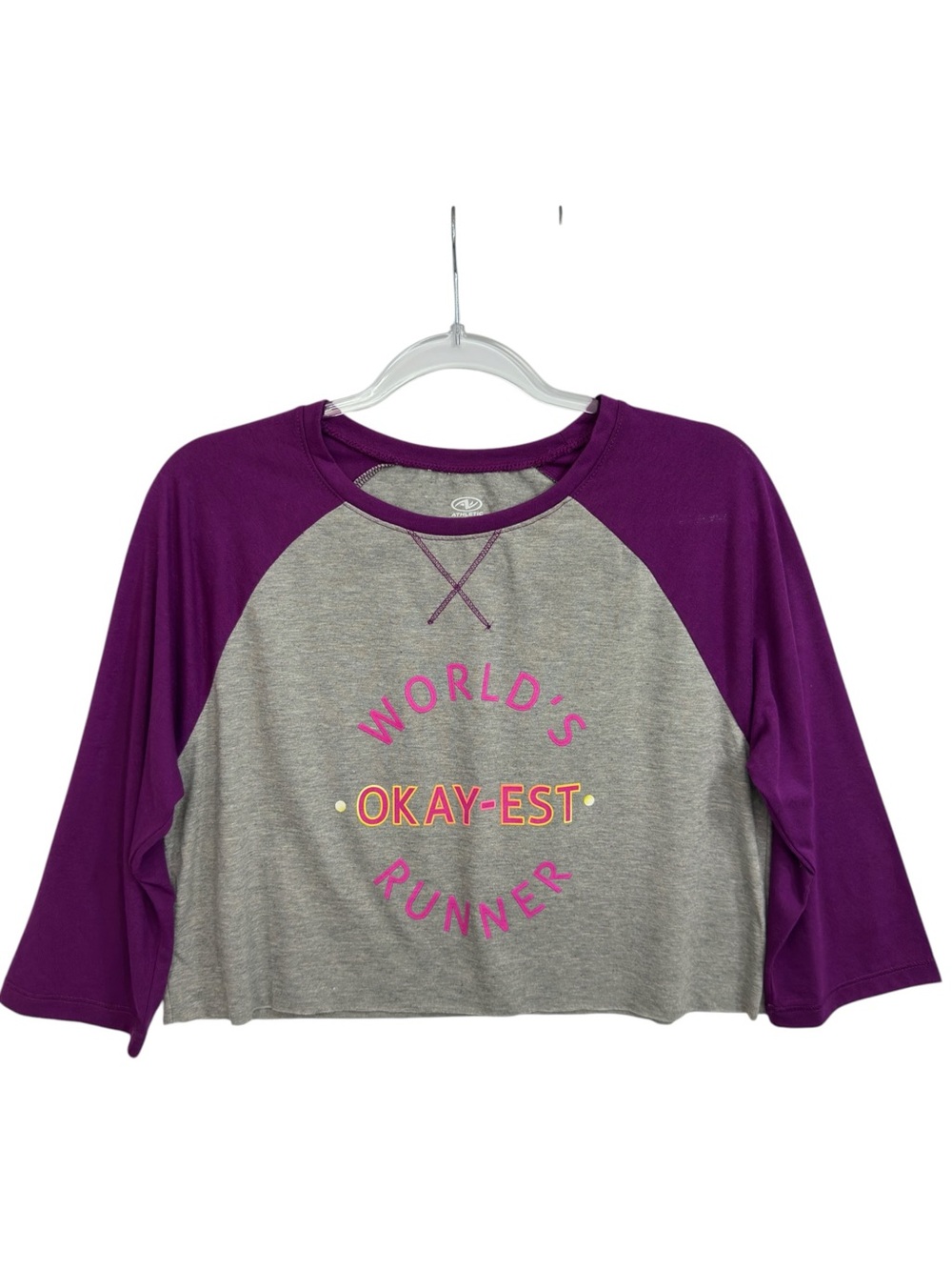 Y2K Raglan Tee Crop Top World's Okay-est Runner